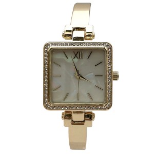 Olivia Pratt Square Face Thin Rhinestone Bezel Bangle Women Watch - 1 of 3