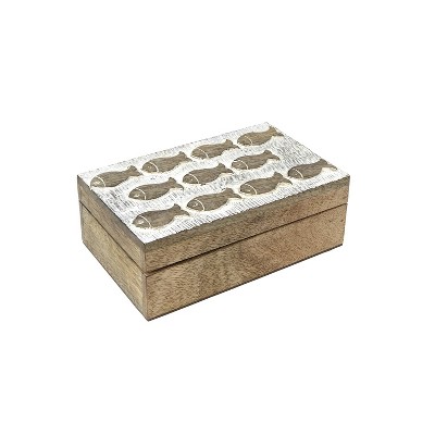 Beachcombers S/2 Wood Fish Carved Boxes