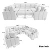Chenille Upholstered U-Shaped Sectional Sofa, Convertible Pull-Out Sofa Bed with USB Ports & Cup Holders for Living Room - ModernLuxe - 3 of 4