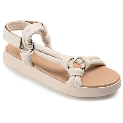 Journee Collection Womens Marri Tru Comfort Foam Multi Strap Flat Sandals Off White 9