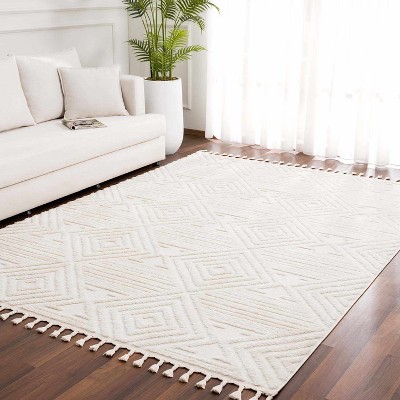 Hauteloom Manyas 3D Bone Area Rug with Tassels