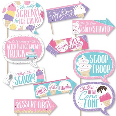 Big Dot of Happiness Funny Scoop Up the Fun - Ice Cream - Sprinkles Party Photo Booth Props Kit - 10 Piece