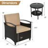 Tangkula 3-Piece Rattan Sofa Chair Patio Conversation Set with Coffee Table & Cushions - 4 of 4