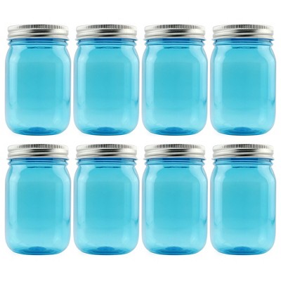 Cornucopia Brands 16oz Plastic Mason Jars 8pk; Mason Jar Style w/ Metal Lids, Pint Size, Compatible w/ Regular Mason Jar Lids