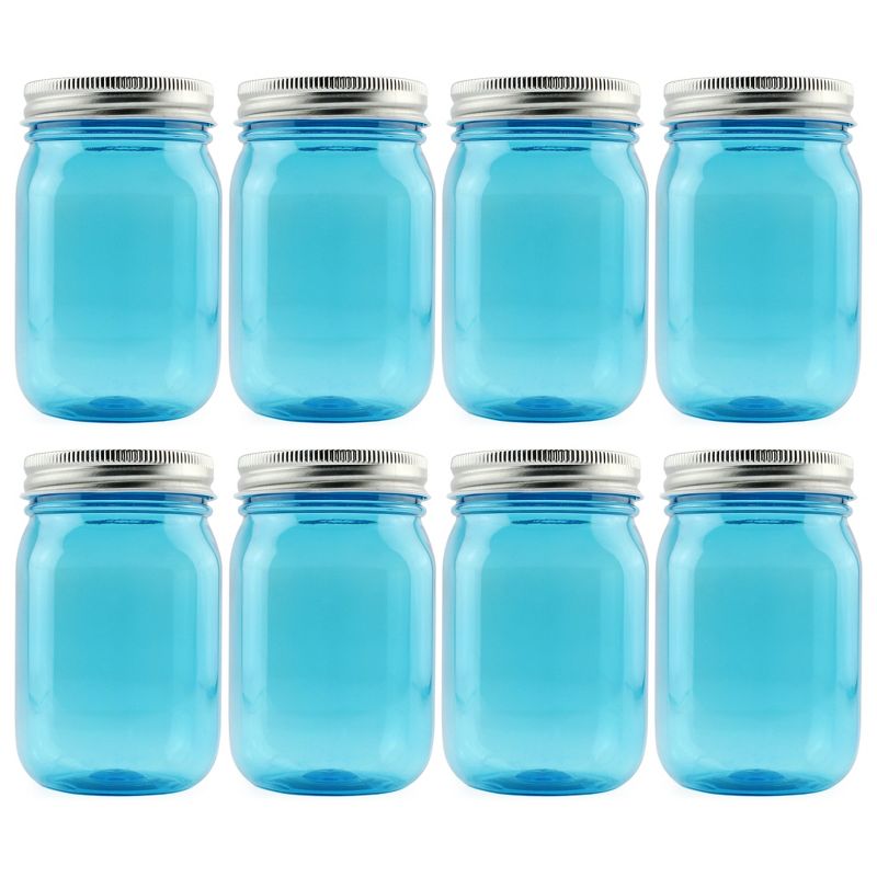 Cornucopia Brands 16oz Plastic Mason Jars (8pk); Mason Jar Style w/ Metal Lids, Pint Size, Compatible w/ Regular Mason Jar Lids, 1 of 9
