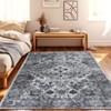 Machine Washable Vintage Floral Printed Area Rug Low Pile Stain Resistant Non Slip Non Shedding Pet Friendly Floor Mat - 3 of 4