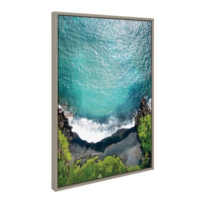 Sylvie Maui Black Sand Beach Framed Canvas Wall Art