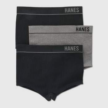 Hanes Premium Women's 4pk Boyfriend Cotton Stretch Boxer Briefs -  Gray/blue/pink Xxl : Target