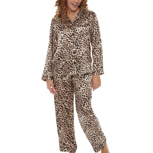 Adr Women's Satin Pajamas Set, Button Down Long Sleeve Top And