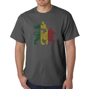 LA Pop Art Men's Word Art T-shirt - Rasta Lion - One Love - 1 of 4