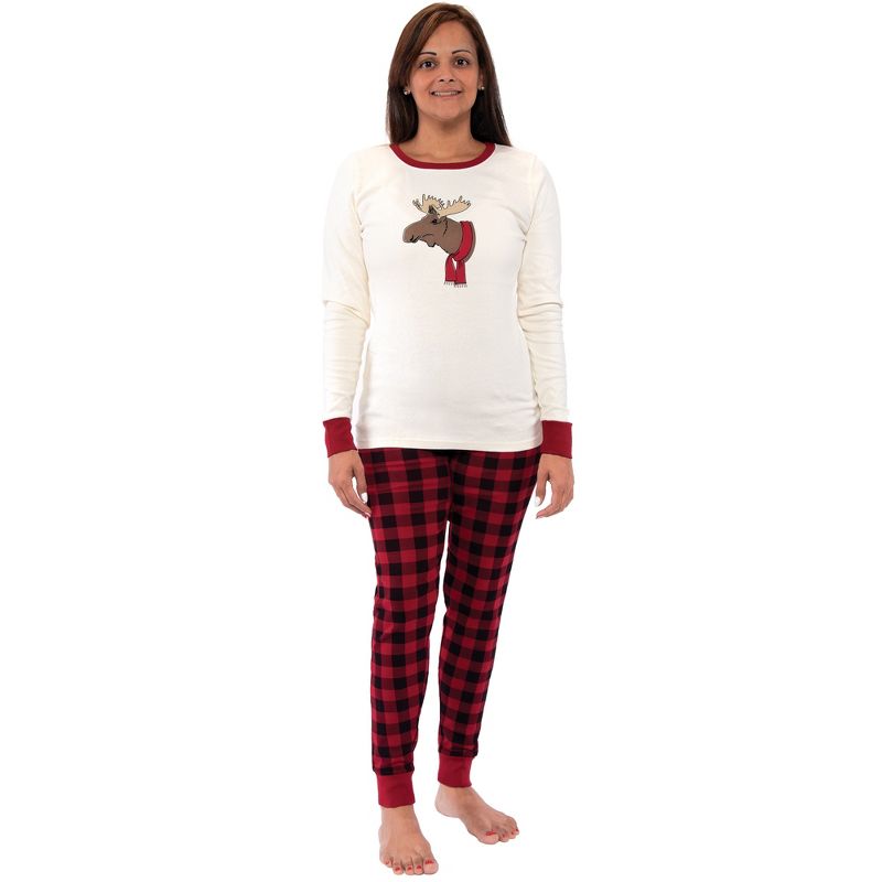 Touched by Nature Womens Unisex Holiday Pajamas, Moose, 1 of 5