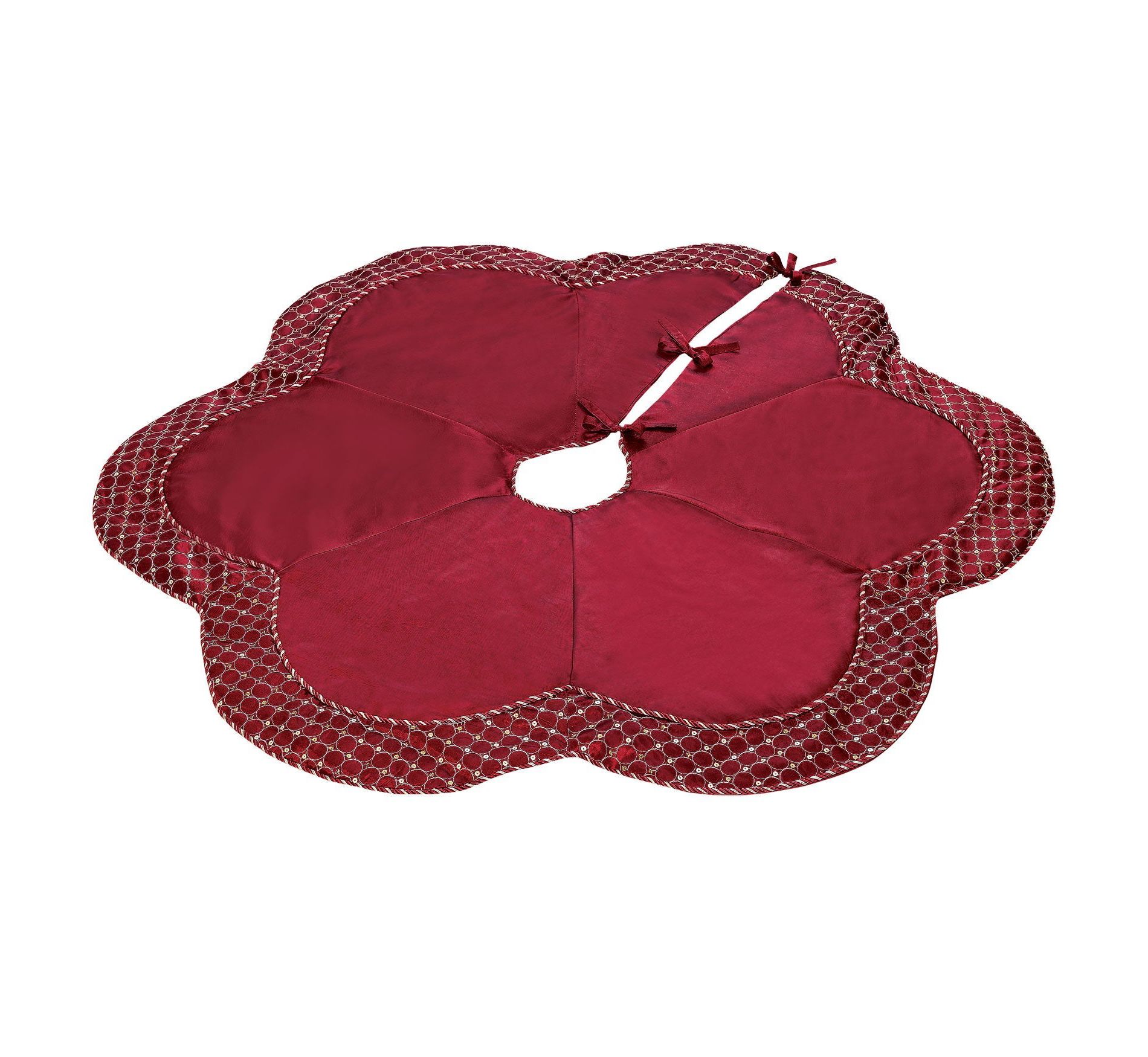 BrylaneHome Scallop Edge Border Christmas Tree Skirt - Red Large