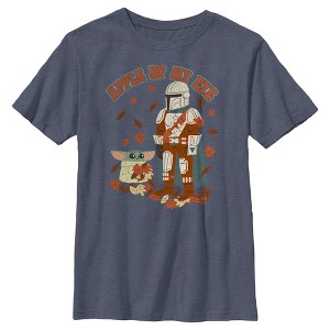 Boy's Star Wars: The Mandalorian Grogu and Din Djarin Fall Leaves Apple of my Eye T-Shirt - 1 of 4