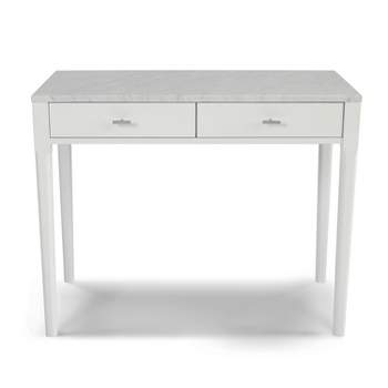 The Bianco Collection Meno 36" Rectangular Italian Carrara White Marble Console Table