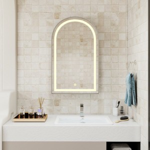 Arched Medicine Bathroom Cabinets For Wall, Bathroom Cabinets Modern, Wall Cabinets With Led-Lit Makeup Mirror With 3 Light Colors-Cuddlewood - 1 of 4