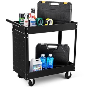 2 Tray Tool Cart, 400 LBS Capacity Rolling Tool Carts On Wheels, Heavy Duty Utility Cart with Pegboard, Mechanic Tool Storage Cart - 1 of 4