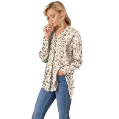 ellos Women's Plus Size Notch V-Neck Tunic