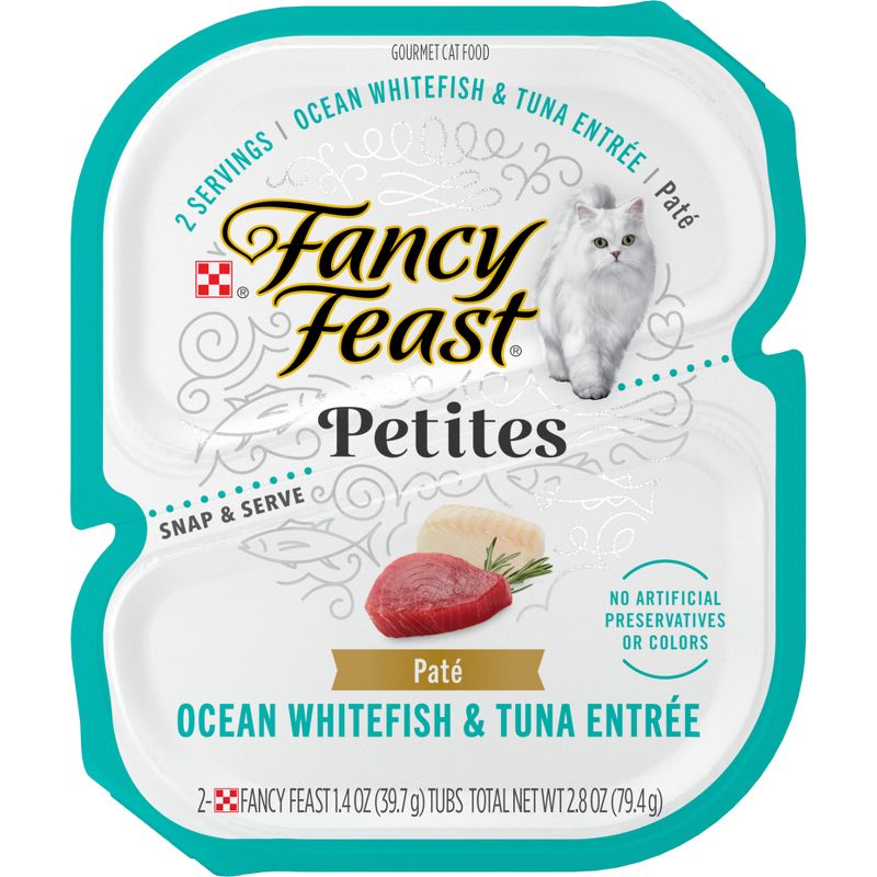 Fancy Feast Petites Ocean White Fish and Tuna Pate Wet Cat Food - 2.8oz, 1 of 9
