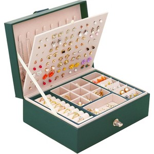 Pink Jewelry Organizer Box for Teens with Earring Holder and Storage - 1 of 4