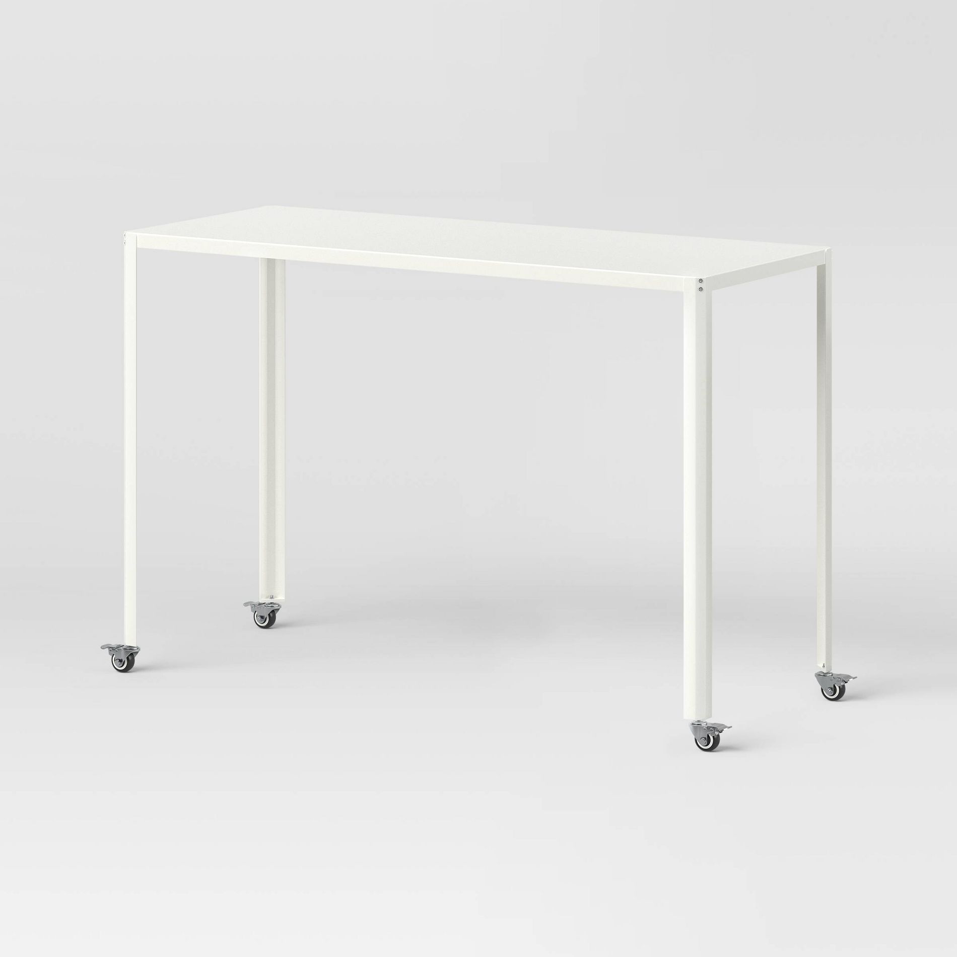 45" Rolling Metal Computer Desk Chalk White - Room Essentials™