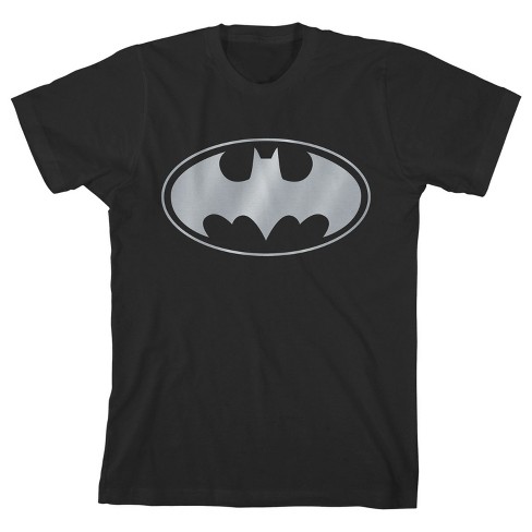 Batman Silver Bat Signal Youth Black Graphic Tee-small : Target