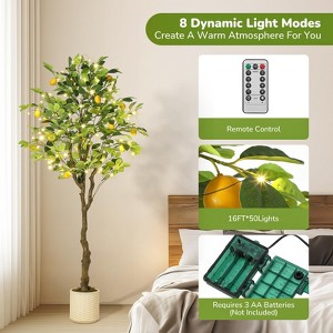 5ft Artificial Lemon Tree with 50 LED Lights, Pre-Potted Faux Indoor Plant for Home, Office & Living Room Decor - 1 of 4