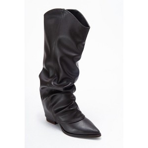 Elaris - Brown Gusseted Block Heel Knee-High Boot (Women) | Prologue Shoes - 1 of 4