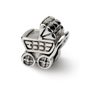Black Bow Jewelry Sterling Silver Baby Carriage Bead Charm - 1 of 4