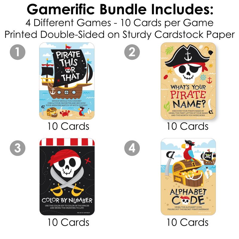 Big Dot of Happiness Pirate Ship Adventures - 4 Skull Birthday Party Games - 10 Cards Each - Gamerific Bundle, 3 of 9