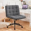 Armless Office Chair Adjustable Height with Tufted Back and Swivel Wheels for Home Study Desk-3irtyhousy - 3 of 4