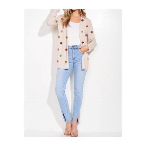 Women's Fall Leaves Print Knit Cardigan - Phil Love - 1 of 3