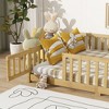Whisen Twin Bed & Rubber Wood Floor Bed with Fence without Door, Multi - Functional Floor Bed for Kids' Sleep & Play - 3 of 4