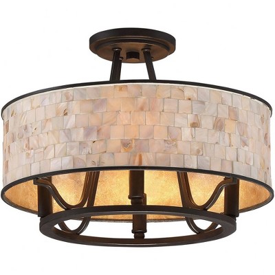 Palladian Bronze Glass Drum Semi-Flush Mount Light
