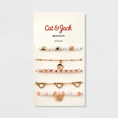 Girls&#39; 5pk Mixed Bracelet Set with Flower and Butterfly Charms - Cat &#38; Jack&#8482;