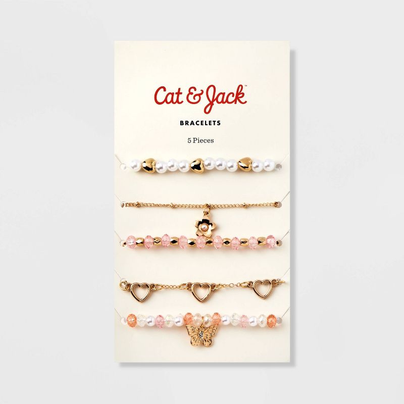 Girls&#39; 5pk Mixed Bracelet Set with Flower and Butterfly Charms - Cat &#38; Jack&#8482;, 3 of 5
