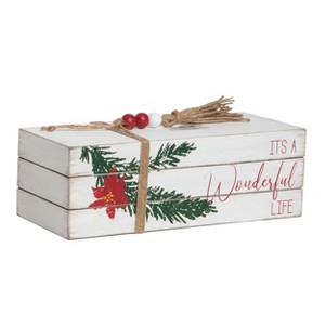 Transpac Wood 11.75 in. Multicolored Christmas Rustic Book Stack Decor - 1 of 2