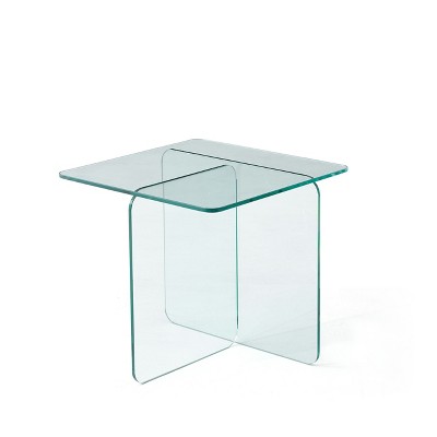 Lirago Tempered Clear Glass Side Table-Multi-Purpose Transparent Night Stand & Sofa Table for Living Room Office & Outdoor 17.7"W * 17.7"L * 16.1"H