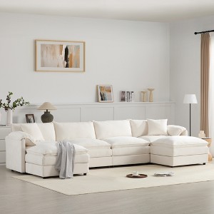 AENKYO Corner Sofa Upholstered Furniture, Sofa 4-Seater, Sofa with Footrest, L-Shape Couch, Sofa Bed for Living Room - 1 of 4