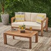CAVINAS Outdoor Loveseat with Coffee Table, Acacia Wood Patio Furniture Set, Modern Apartment Patio Furniture for Backyard, Beige+Brown - 2 of 4