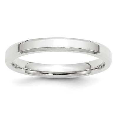 Black Bow Jewelry 3mm 10K White or Yellow Gold Beveled Edge Comfort Fit Band