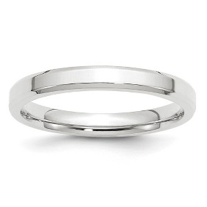 Black Bow Jewelry 3mm 14K White or Yellow Gold Beveled Edge Comfort Fit Band - 1 of 4