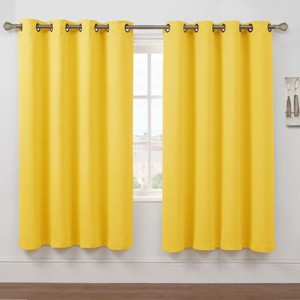 Kate Aurora Set of 2 Thermal Room Darkening Grommet Top Curtains For Small Windows - 63 in. Long - Yellow - 1 of 3