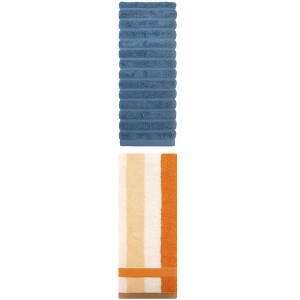 REGALWOVEN Pure Cotton Striped Decorative Hand Towel for Bathroom 14" x 30"/13" x 29" 2 Pcs - 1 of 4