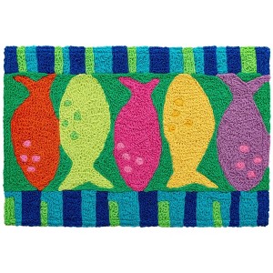 Jellybean Watercolor Fish 20" x 30" Accent Doormat – Washable Indoor/Outdoor Mat with Vibrant Ocean-Inspired Design - 1 of 3