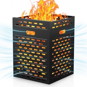 Steel Burn Barrel for Yard Waste - 2mm Thick Incinerator w/Base, Cover & Tools - Paper, Leaf, Wood Trash Burning - 1 of 4