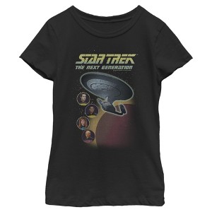 Girl's Star Trek: The Next Generation Enterprise with Captain and Crew Portraits T-Shirt - 1 of 4