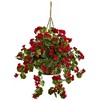 Nearly Natural Geranium Hanging Basket UV Resistant (Indoor/Outdoor) - image 2 of 2