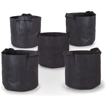 Sunnydaze Decor 5-Pack Garden Grow Bags with Handles - Non-Woven Fabric - Black - 10 Gal