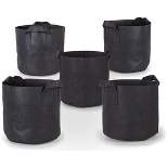 MPM 5-Gallon Plant Grow Bags 5-Pack Heavy Duty Thickened Non-Woven Aeration Planting Fabric Pot Container for Garden and Planting, Black