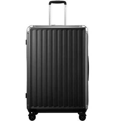LUGGEX  Checked Large 28 Inch Luggage with Spinner Wheels, PC Expandable Hard Shell Suitcases, Charcoal Metallic